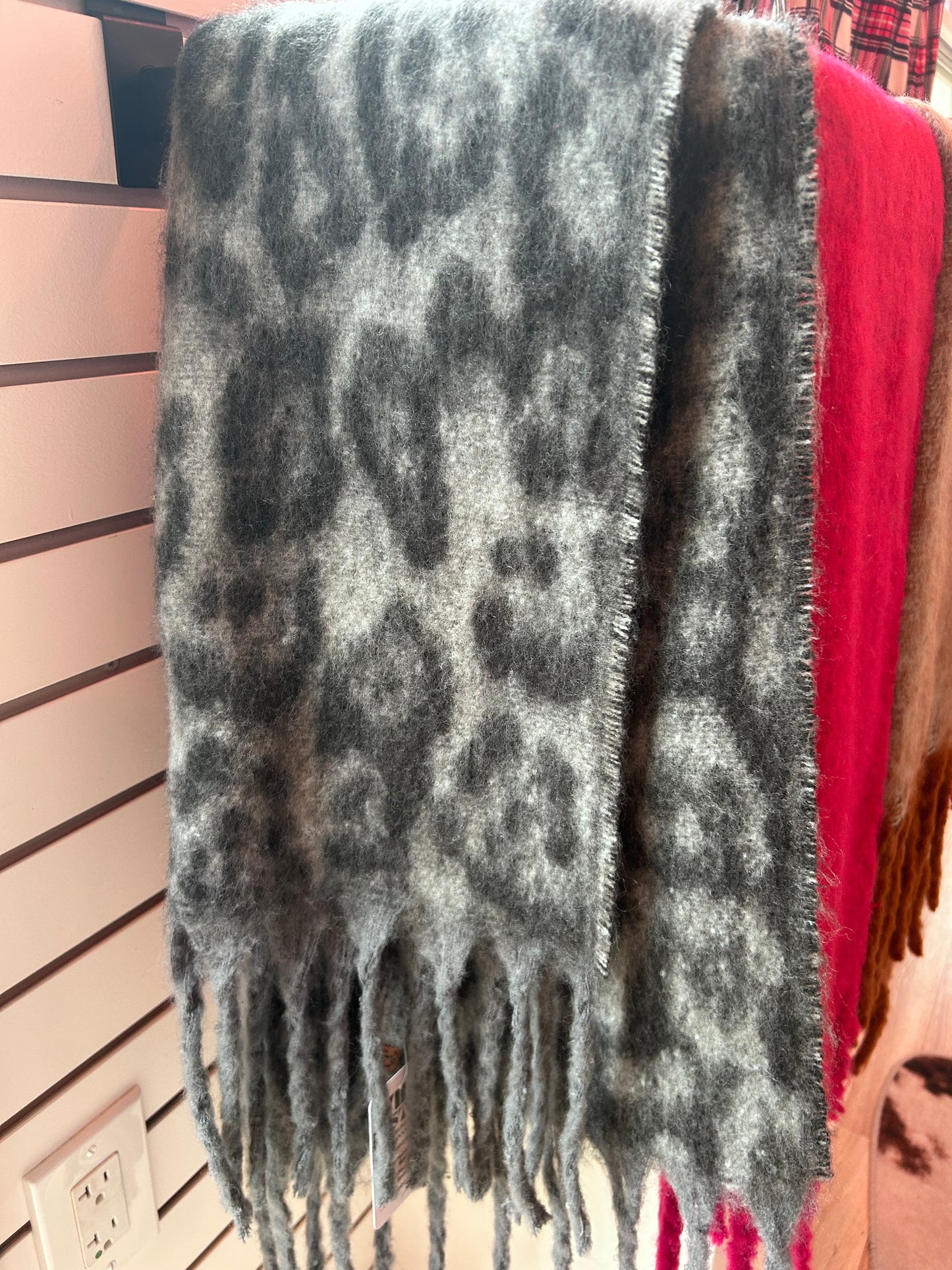 Grey Leopard Scarf