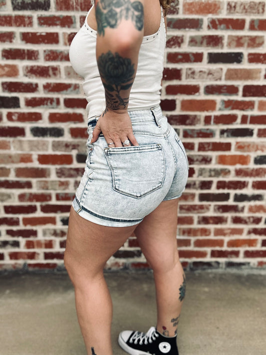 Acid Wash Denim Shorts