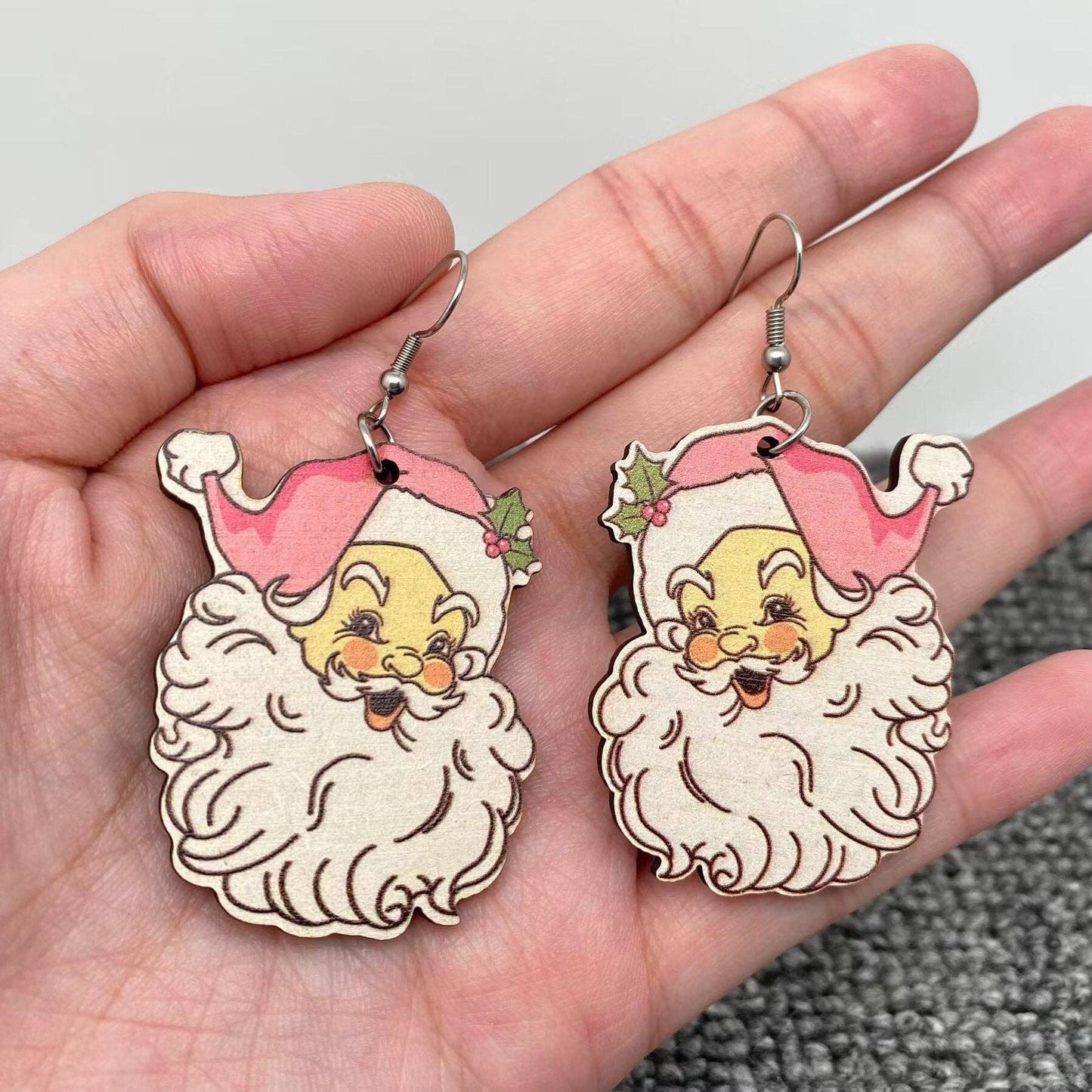Pink Santa Claus Earrings