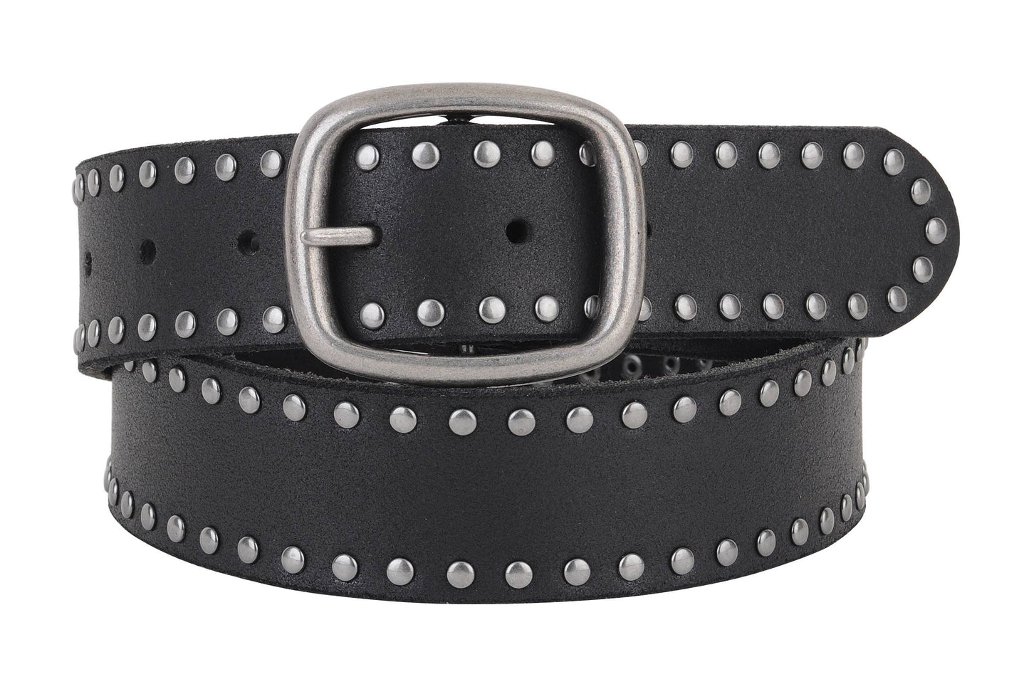 Grunge Stud-Lined Leather Belt