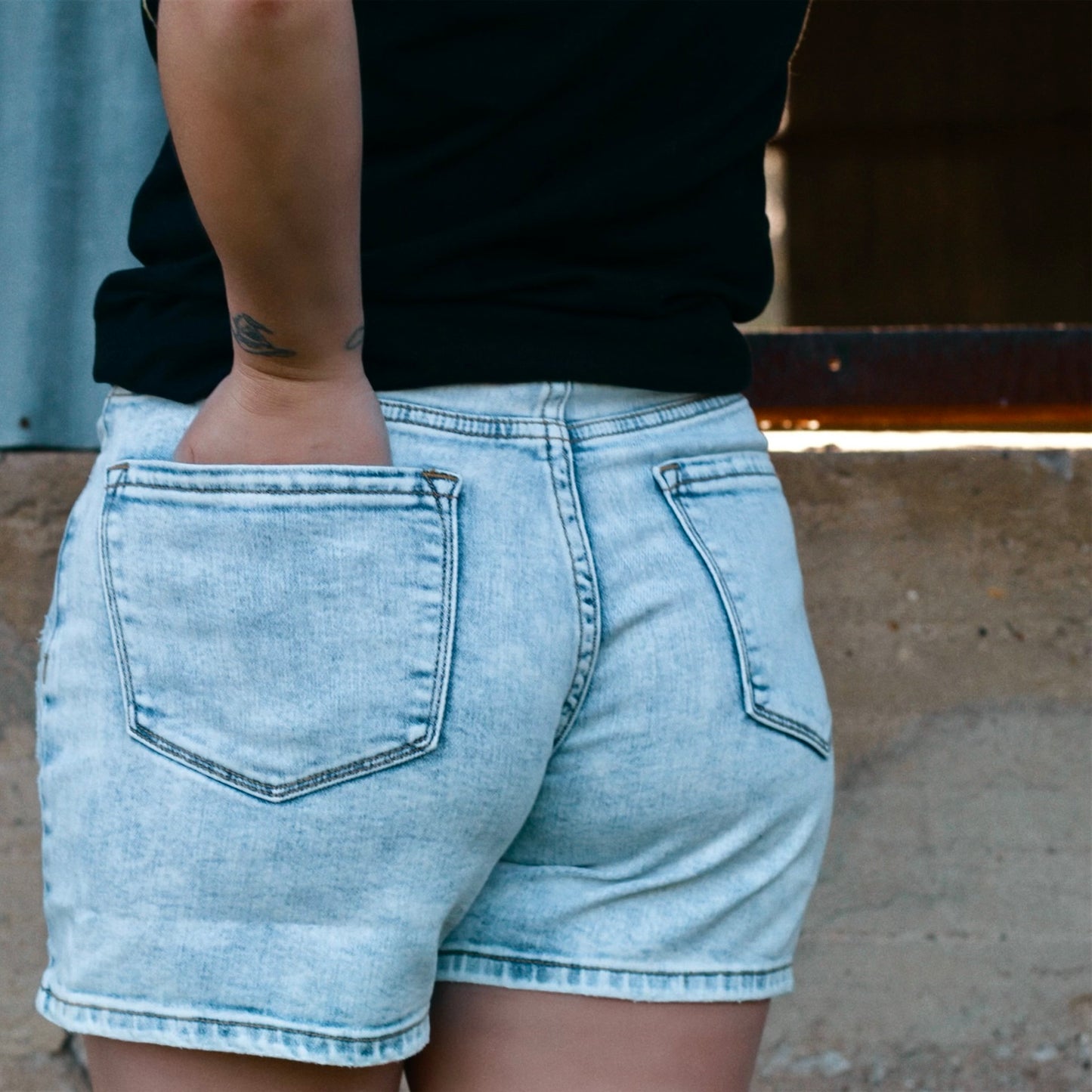 Acid Wash Denim Shorts