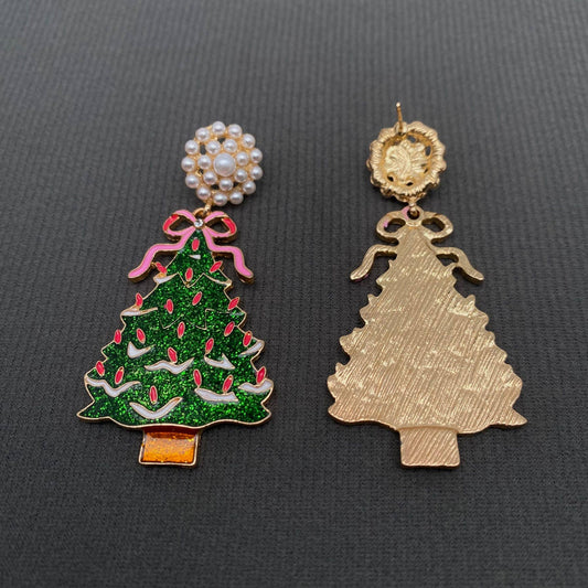 Enamel Christmas Tree Earrings