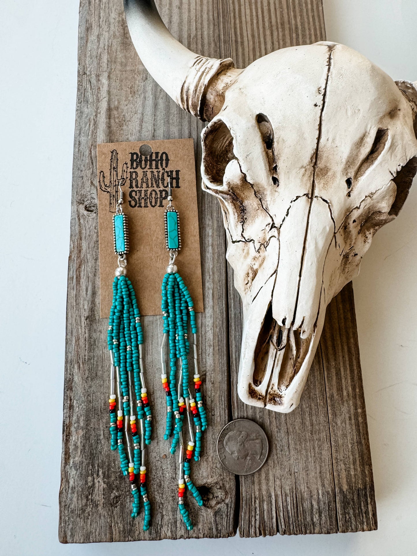 Delta Bead Fringe Earrings