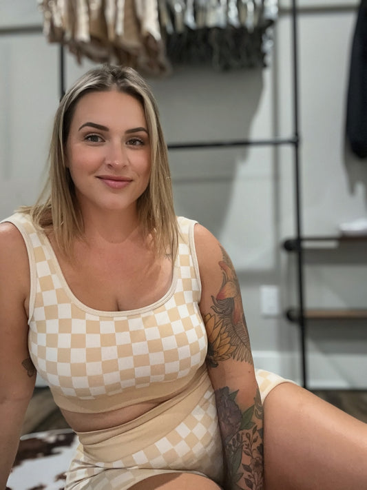 CHECKMATE BRA & BIKER SET