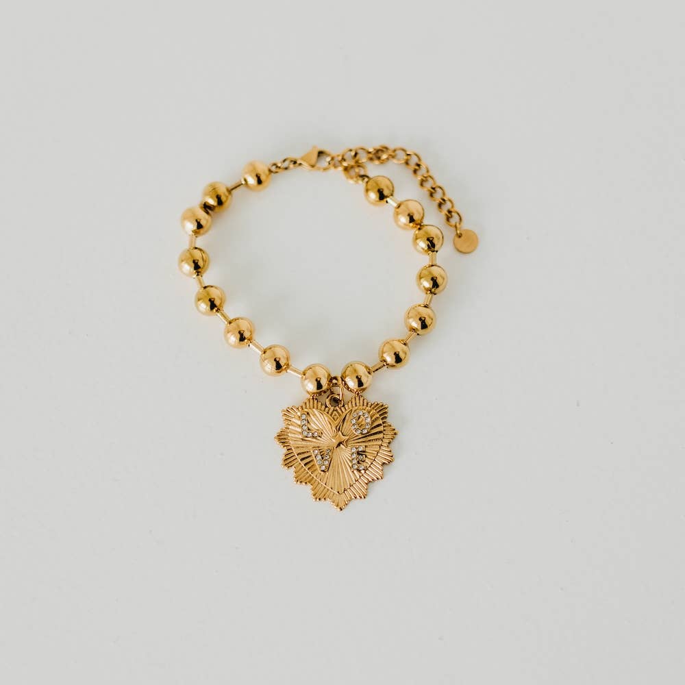 Sunburst Heart Love Beaded Bracelet - WATERPROOF