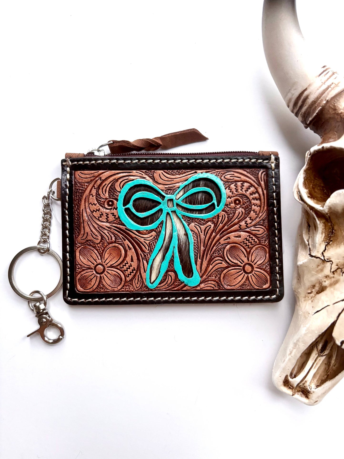 Tooled Leather Keychain Wallet