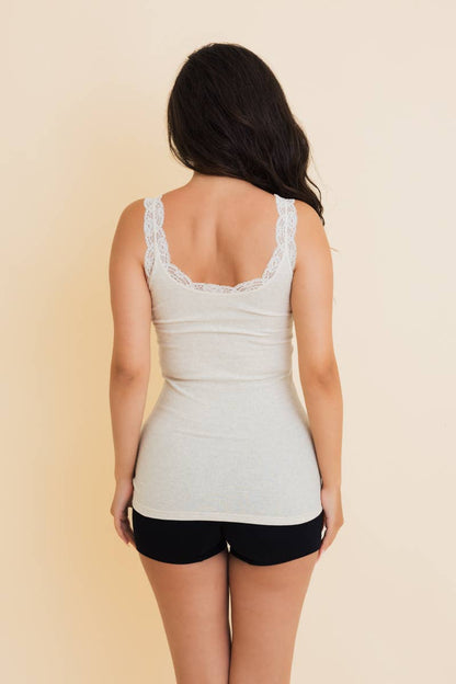 Stretchy Lace Trimmed Tank