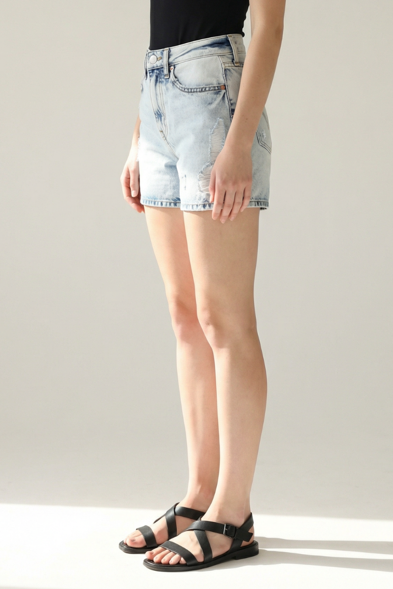 Acid Wash Denim Shorts
