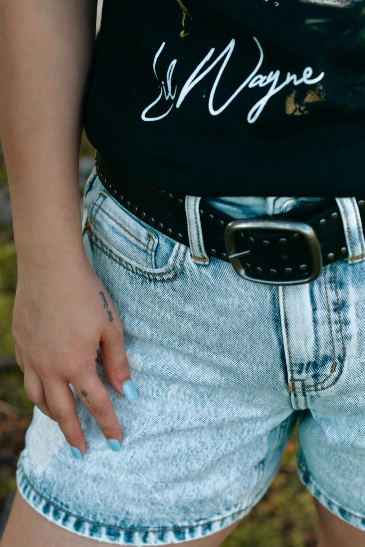 Acid Wash Denim Shorts