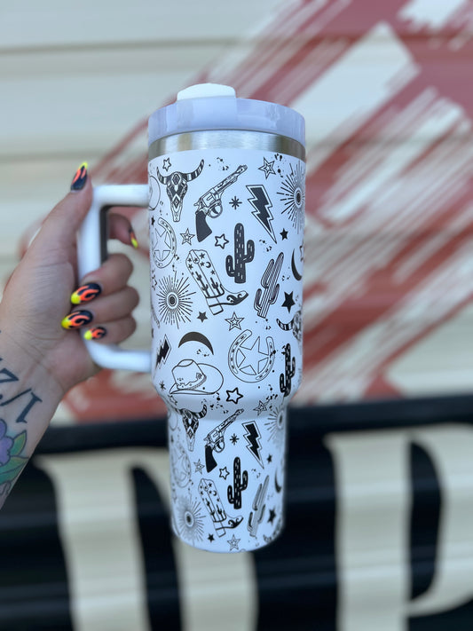 White Western Tumbler