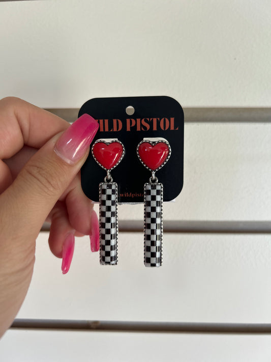 Checkered Heart Earrings