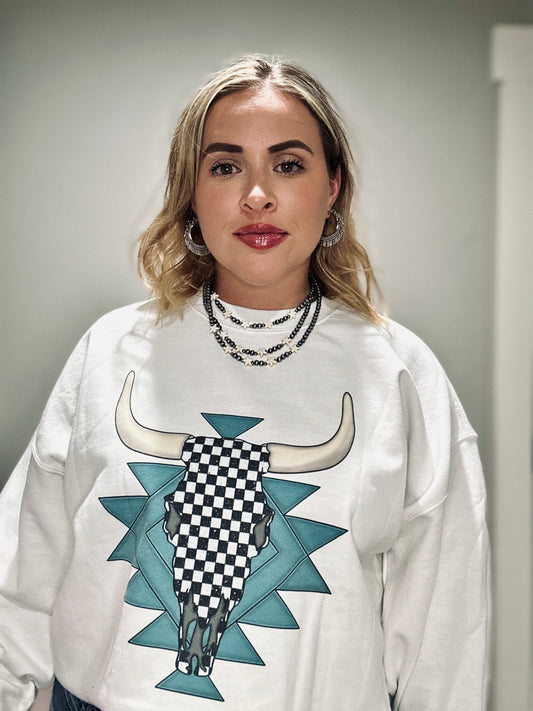 Checkered Skull Crewneck