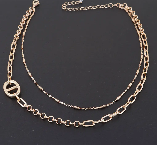 Double Link Chain Choker Necklace