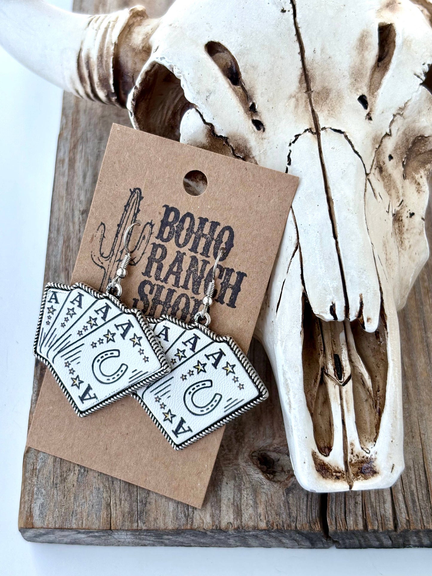 Ace High Leather Earrings