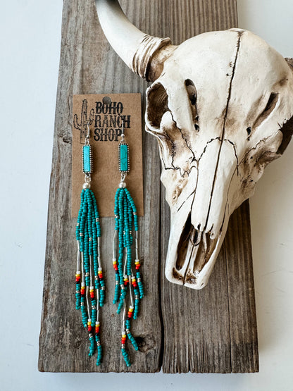 Delta Bead Fringe Earrings