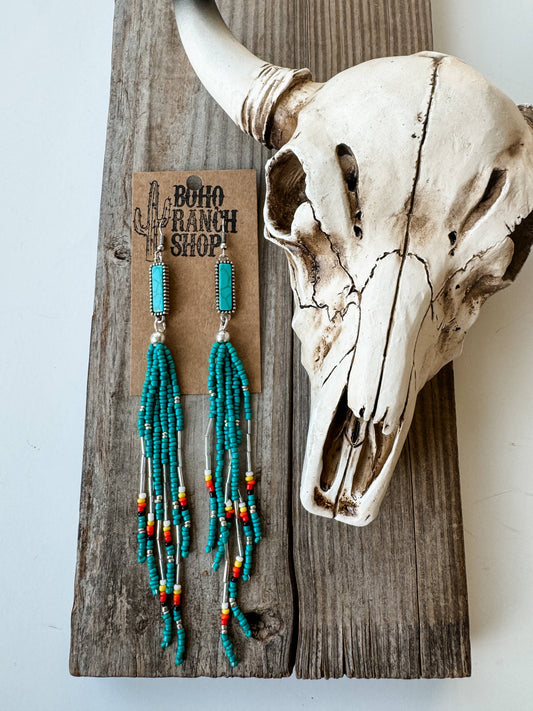 Delta Bead Fringe Earrings